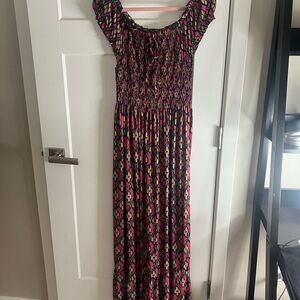 Pink and Black Patterned Maxi Dress